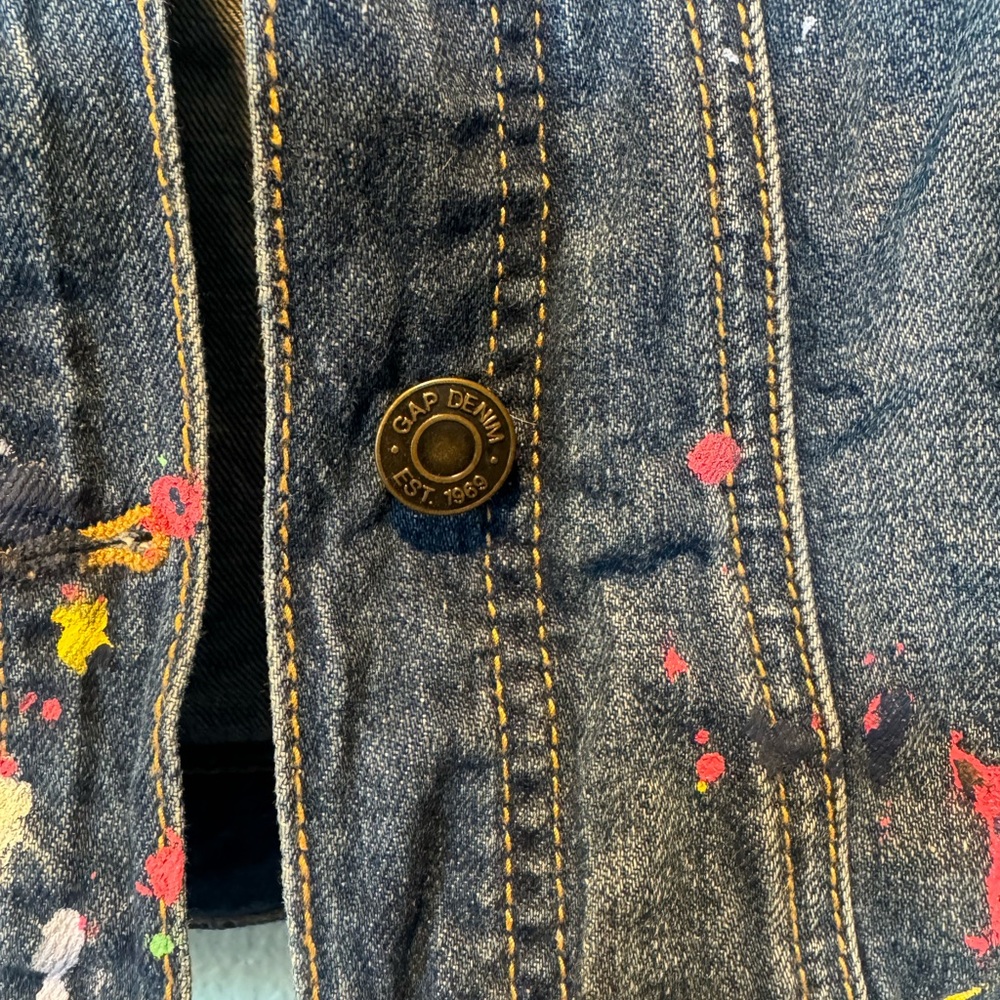 LUC Gap kids blue Jean jacket sz Large “Artist” 9-10 - Picture 4 of 10